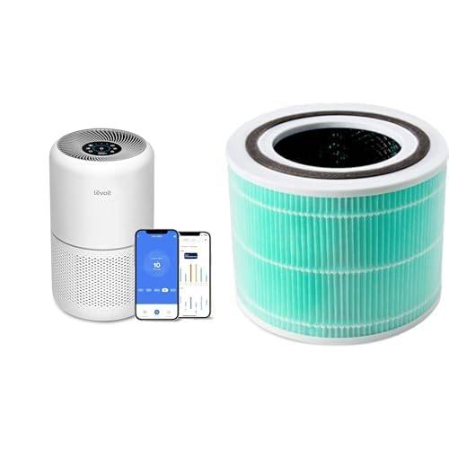 LEVOIT Luftreiniger HEPA Filter für Allergiker & 1Pack Ersatzfilter für Luftreiniger Core 300S, Echter Rauch-Filter