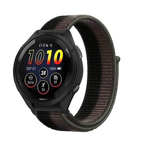 Niboow 22 mm armband för Garmin Forerunner 265/Forerunner 255/Forerunner 255 Music, Nylon-armband, ersättningsarmband för Garmin Vivoactive 4/Venu 2/Amazfit GTR 4/Xiaomi Watch S1/S1 Active-Grön/Grå
