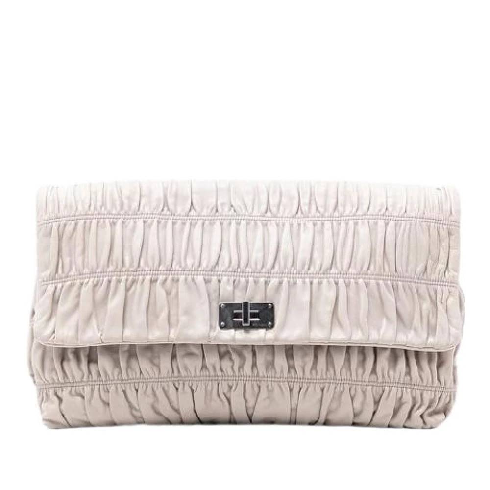 Prada Vintage Pre-owned Samlet Nappa Clutch - Vintage - Dame - Beige - ONE SIZE - Uld