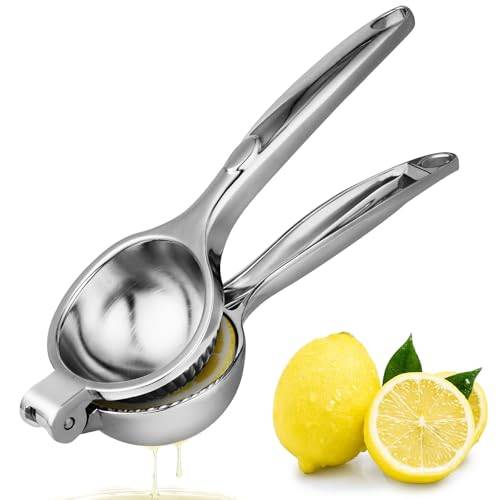 AUAUY Manuell citronpress, tung citrusjuicepress, hållbar zinkallegering citronjuicepress, handlimepress, premium citronpress för citron, apelsin eller fruktpress, 7cm