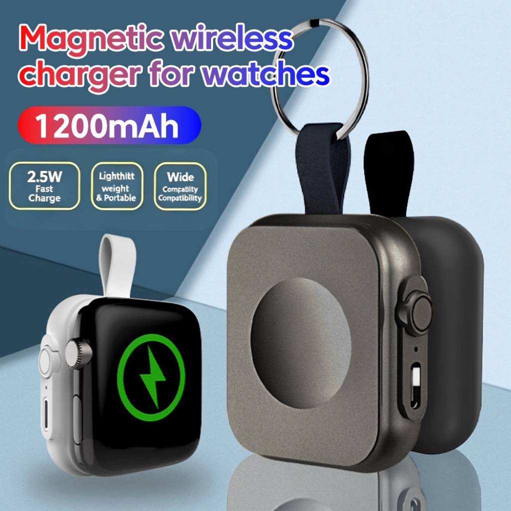 New 1200mAh Wireless Mini Magnetic Watch Charger For Apple Series Watch Type C Portable Mobile Power Bank Charger Accessories