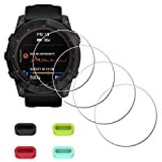 IDaPro [4-pack] skärmskydd för Garmin fenix 7X Pro safir solar/Fenix 7X Pro Solar/Fenix 7X safir Solar/Fenix 7X solklocka härdat glas + silikon anti-dammpluggar reptålig