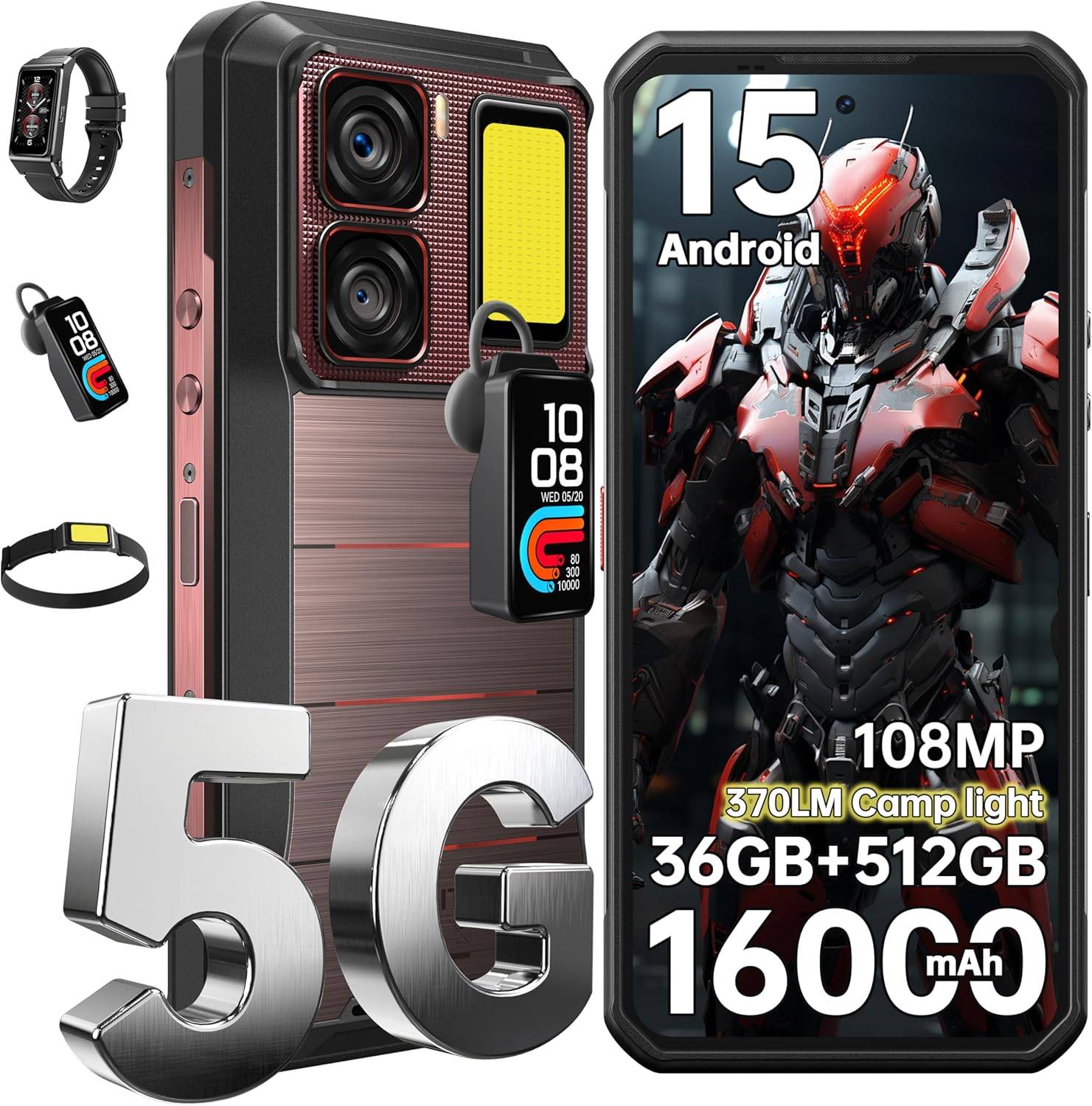 OUKITEL WP300 5G Cellphone 36GB+512GB 16000mAh 108MP Android 15 Smartphone