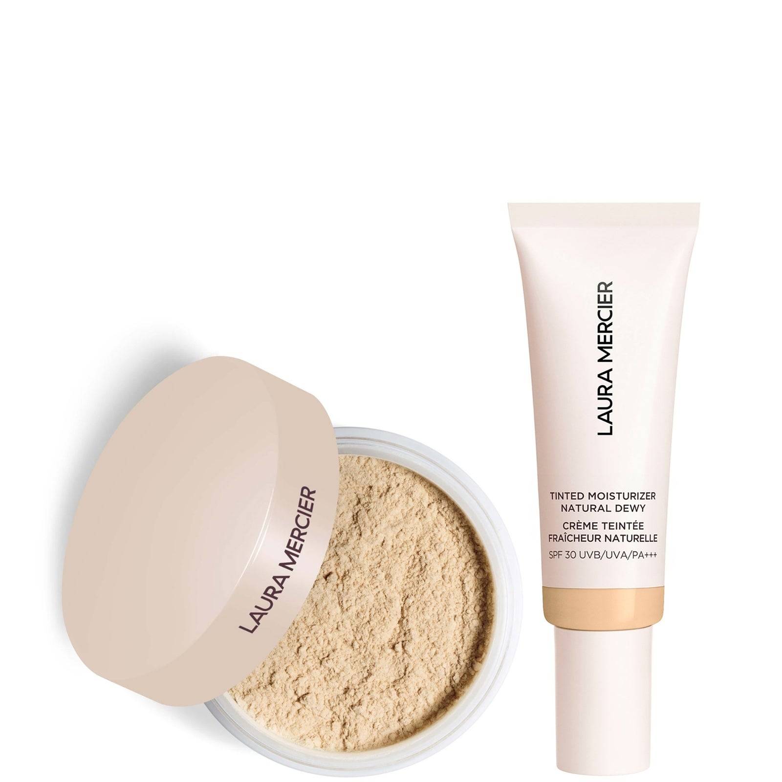 Laura Mercier Mini Translucent Loose Setting Powder Ultra Blur and Tinted Moisturiser Natural Dewy SPF 30 Duo (Various Shades) - 1N Birch