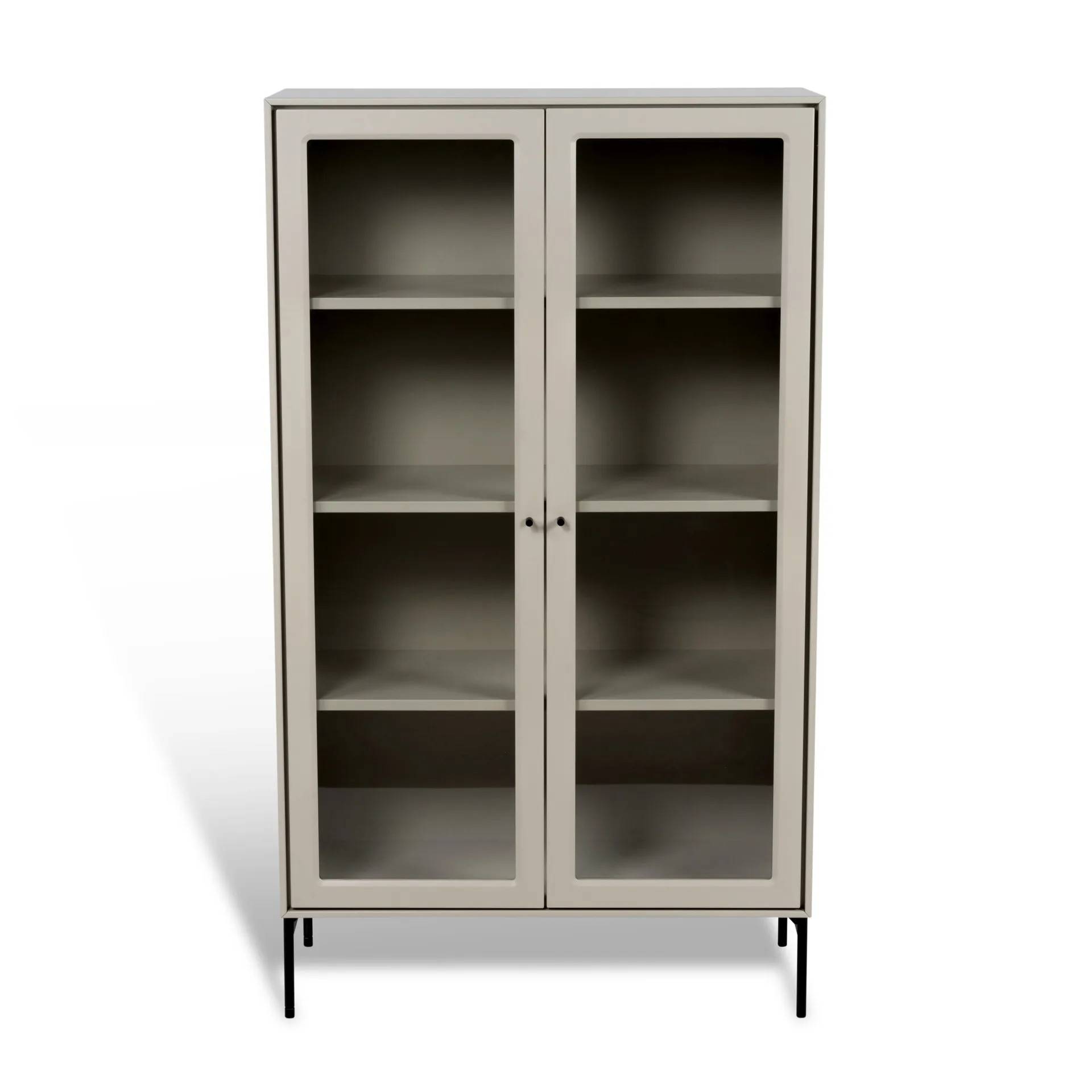 Mavis Volt vitrinskåp 130 cm beige Detaljer i svart - Beige