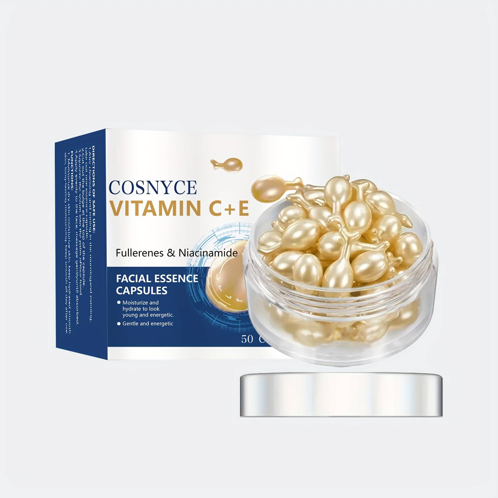 50 Vitamin C E Facial Capsules Concentrated Lifting Facial Hydration Smooth Firming Gentle Moisturizing . Skincare