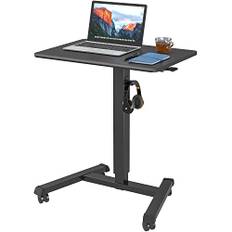 BONTEC Höj- och sänkbar Rullande Laptopstativ – Justerbart Mobil Arbetsstation, Skrivbord för Stående & Sittande, 15 kg Belastningskapacitet, med Hållare för Hörlurar & Hjul för Enkel Förflyttning