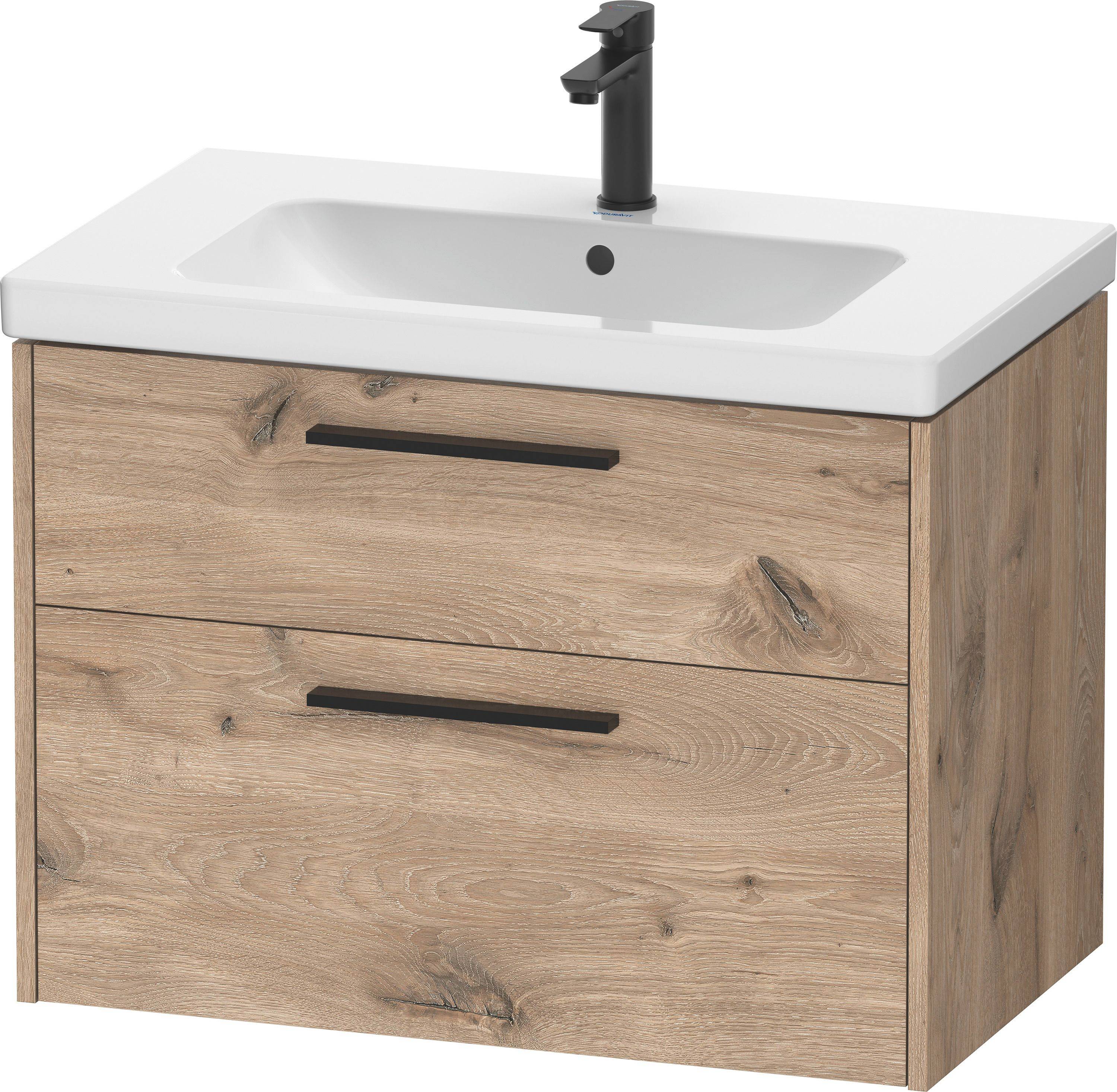 Duravit D-Code Håndvaskskab 2 skuffer Marmoreret eg, diamantsort