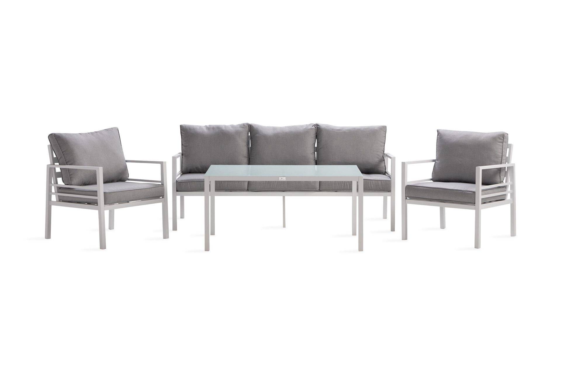 Comfort Garden Ariany Soffgrupp - Vit / Gråa dynor Loungegrupp
