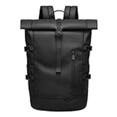 GYakeog Rolltop ryggsäck stor 33 l vattentät laptop ryggsäck män kvinnor 15,6 tum skolryggsäck lätt cykel ryggsäck anti-stöld sport ryggsäck för resor cykling uni fritid-svart, svart, M, Avslappnad
