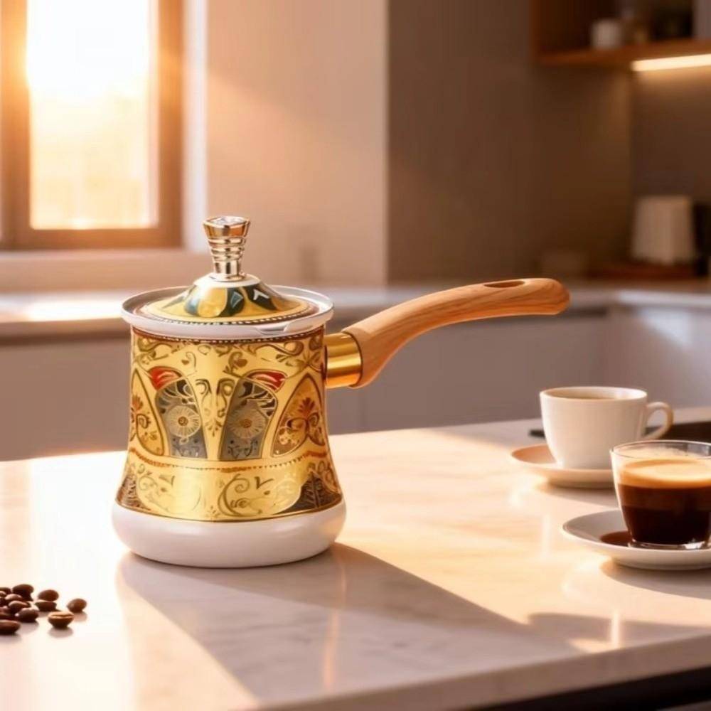Turkisk kaffepanna med långt handtag 350/550/720 ml Tekanna för mjölkte Chokladsmältare Kafferedskap