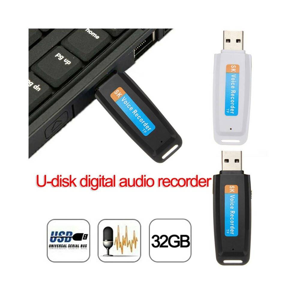 USB Flash Drive Digital Audio Recorder Dictaphone USB Voice Pen Portable U Disk Maximum Support 32GB Memory Card(White)