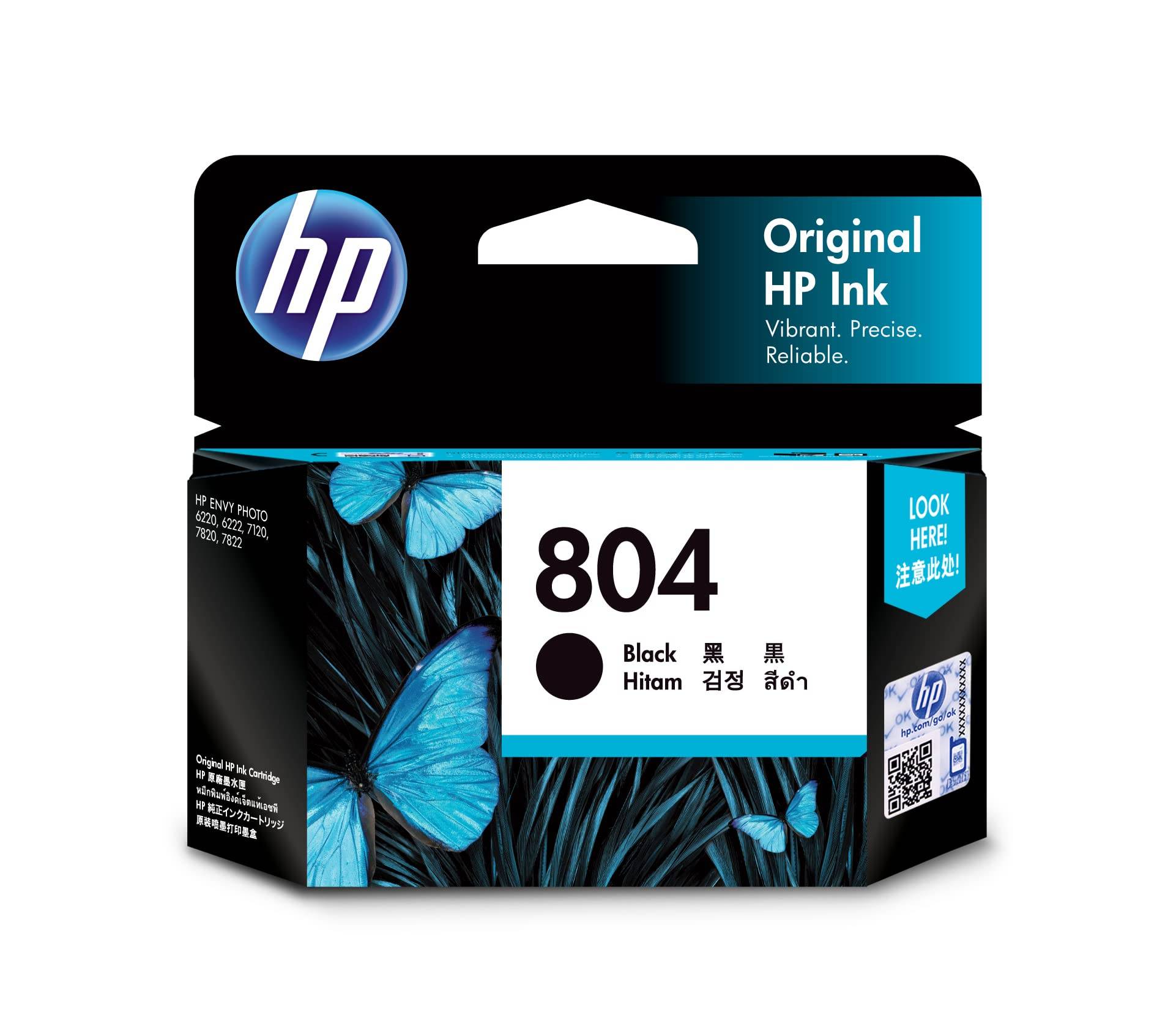HP 804 genuine ink cartridge black T6N10AA [] svart