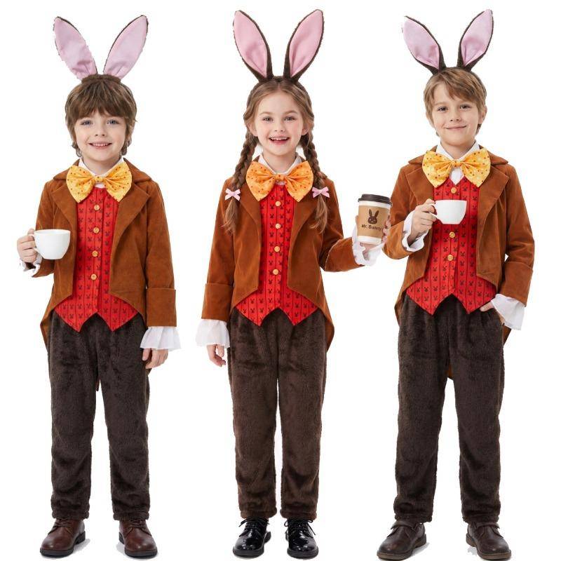 Halloween Barn Pojkar och Flickor Alice i Underlandet Kanin Kostym Herr. Kanin herr- och damuniformsdräkt cm