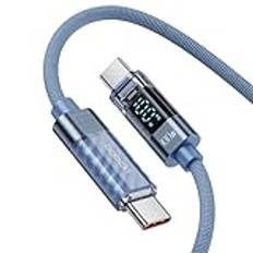 toocki 100 W USB C till USB C-kabel, 1 m snabbladdningskabel, laddningskabel med LED-skärm, nylon USB C-kabel PD QC5.0 för Phone MacBook Pro Air iPad Pro Air Galaxy S24 S23 Pixel