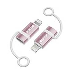 BOUTOP 2023 [Apple MFi-certifierad] 36 W USB C till Lightning-adapter för snabb laddning, kompatibel med iPhone, iPad, iPod – [2 stycken, rosa)