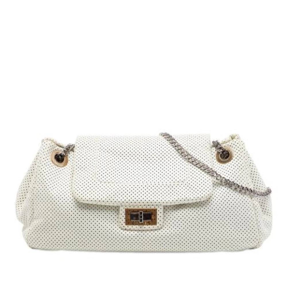 Chanel Vintage Pre-owned Perforated Leather Shoulder Bag - Vintage - Dame - Hvid - ONE SIZE - Uld
