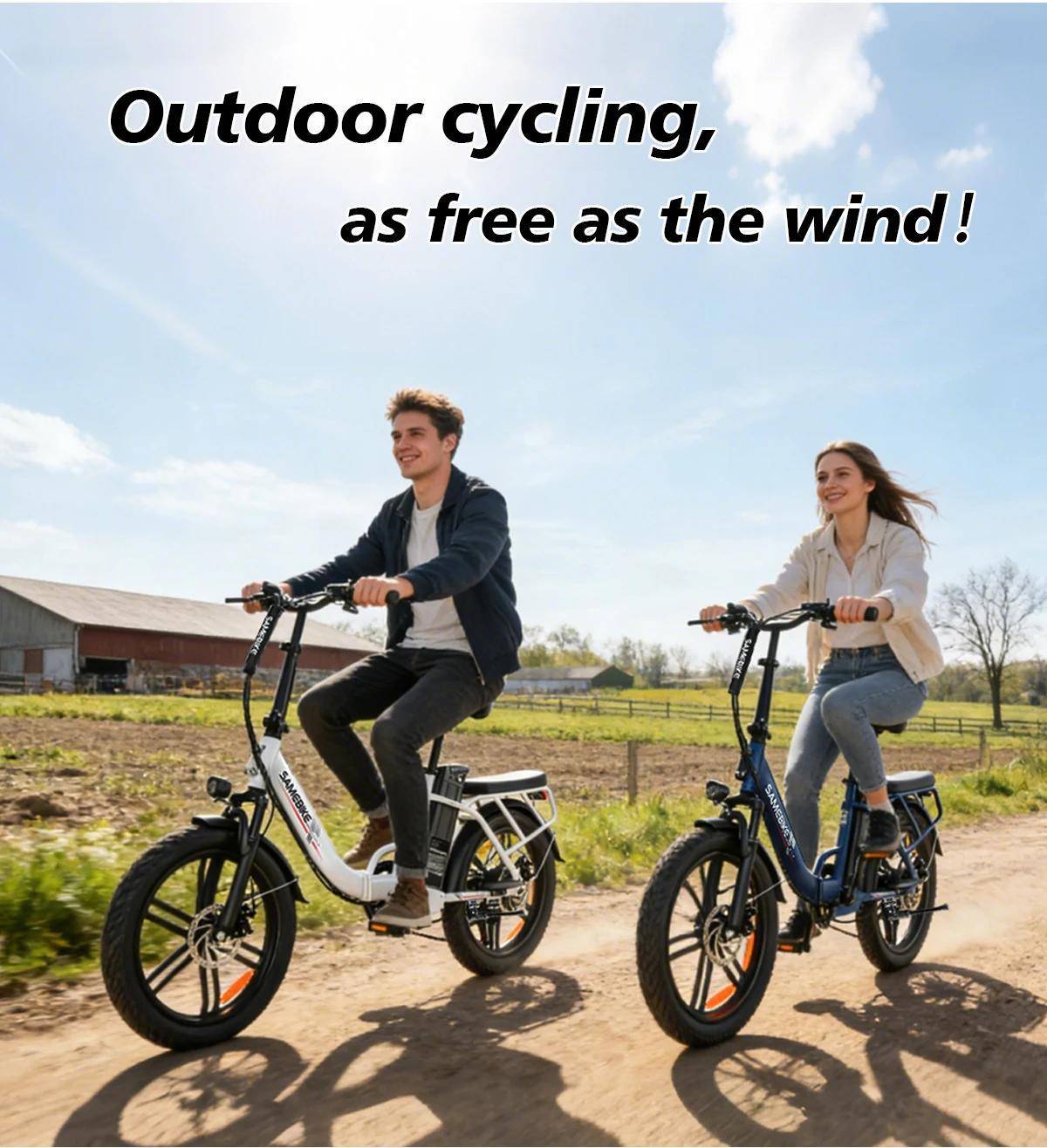 Samebike ny avtagbar batteri Elcykel CY20Pro 36V500W motor 13Ah avtagbart batteri elektrisk cykel dubbel skivbroms 3.0 däck Elcykel
