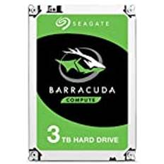 Seagate BarraCuda 3 TB intern hårddisk HDD — 3,5 tum SATA 6 Gb/s 7200 RPM 64 MB cache för dator stationär PC (ST3000DM08)