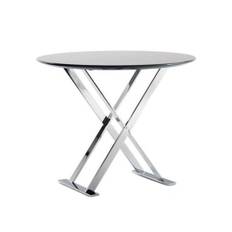 Maxalto - Pathos Round bord Ø80, Bright chromed frame, Glossy Steel Grey top - Matbord - Antonio Citterio - Grå - MDF/Metall