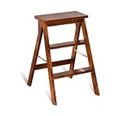 Three-Step Solid Wood Ladder Stool Stepladder, Multi-Functional Wooden Folding Step Ladder – Compact, Stable (A 42 * 48 * 64 cm)