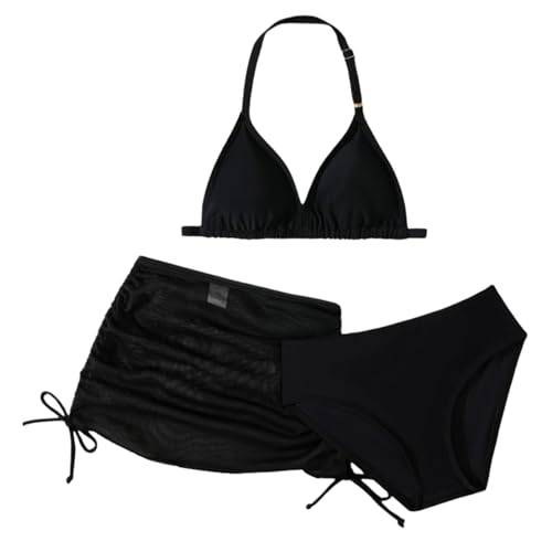 Baddräkt Flicka Barn Bikini 2 Delar Anti-UV Solskydd Strand Pool Simning Sommar Volanger Söt Enhörning A159, Svart, 9-10 �r