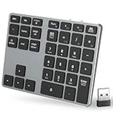 MoKo Bluetooth Number Pad, Multi-Devices Wireless Numeric Keypad for Laptop, USB-C Rechargeable, 35-Keys 2.4 GHz Numpad for Data Entry, Slim Number Keypad for iPad, MacBook Pro/Air, iMac, Notebook, PC