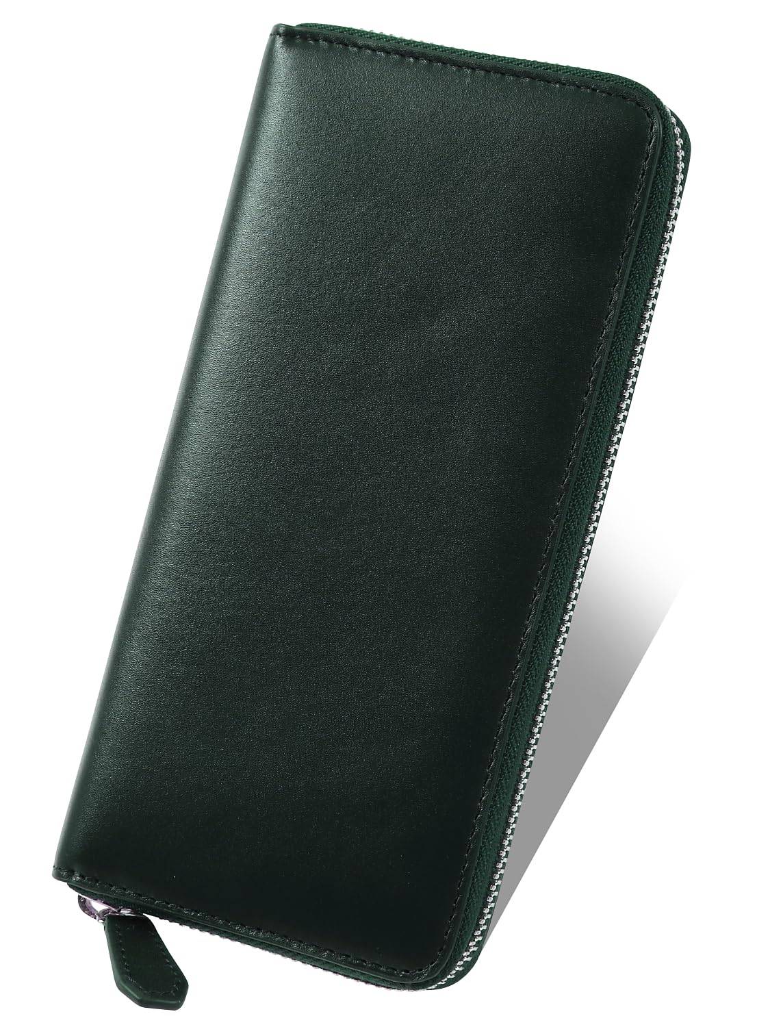 Long Genuine Leather [Mura] Men's Wallet, Anti-Skimming, grön