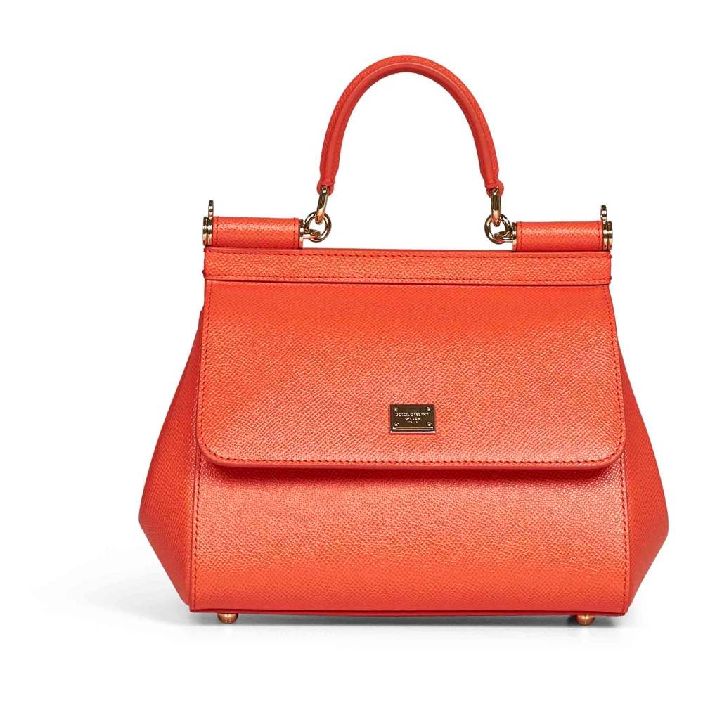 Dolce & Gabbana Small Sicily Handbag - Tasker - Dame - Orange - ONE SIZE - Bomuld