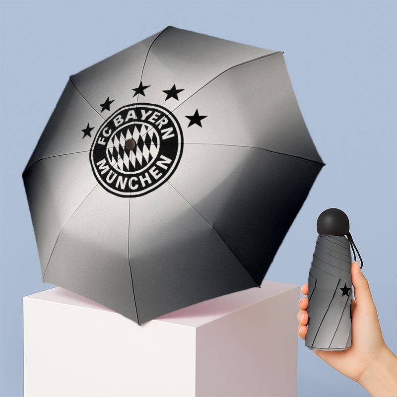 Bayern München Mini 5-faldig Fickparaply Kompakt Lättvikt Anti-UV Regn Solskyddsparaply Portabel Reseparaply