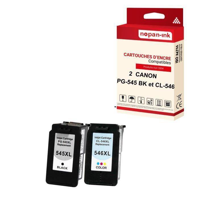NOPAN-INK - x2 Cartouches compatibles pour CANON PG-545 XL + CL-546 XL PG-545XL + CL-546XL Noir + Cyan + Magenta + Jaune pour Canon