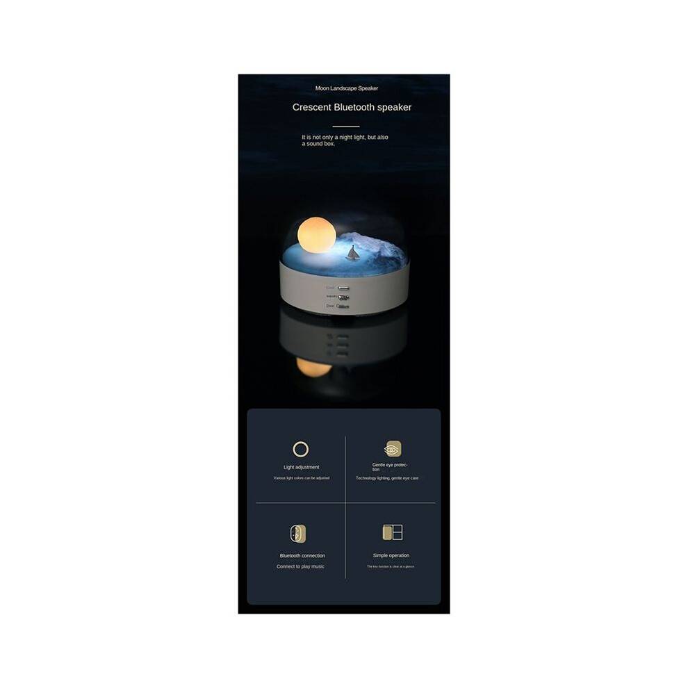 Nattljus -Högtalare Sänglampa Moon Atmosphere Lamp 2 i 1 -Musiklampa Uppladdningsbara LED-Lampor-B