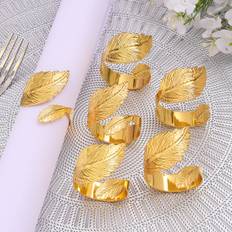 4st Leaf Design Servettring, Minimalistisk Bladdekor Järn Servetthållare Ring För Bord - Guld (En-Storlek)
