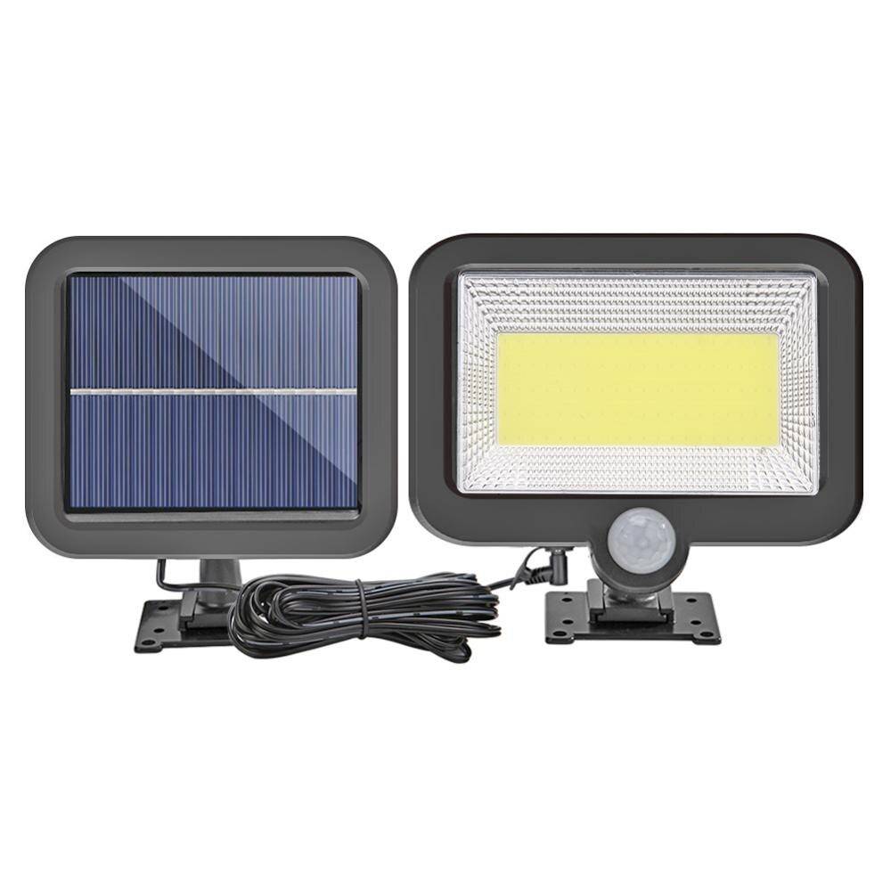 150/180 led cob uppladdningsbart solljus utomhus pir rörelsesensor lampa vattentät solsensor vägglampa trädgård trädgård dekor - 100 kolvar