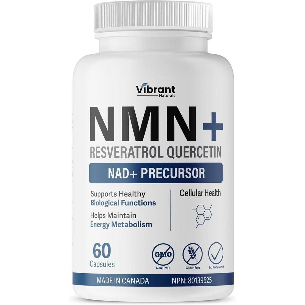 Hög Renhet NMN Resveratrol Quercetin NAD+ 3-i-1 Cellhälsa Kosttillskott 60 Kapslar 1 st