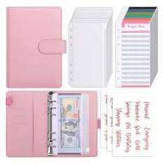 Budget Binder With Zipper Envelopes - Purple Money Organizer For Cash, A6 Binder Cash Envelopes For Budgeting, Money Saving Binder With Rose Gold Pre-Printed Stickers