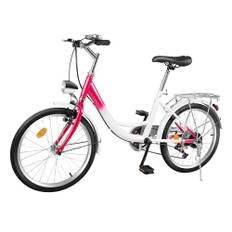 ROGONPDK Barncykel, 20 tum, 6-växlad, stadscykel med skivbroms, vuxencykel för män, kvinnor, pojkar, flickor