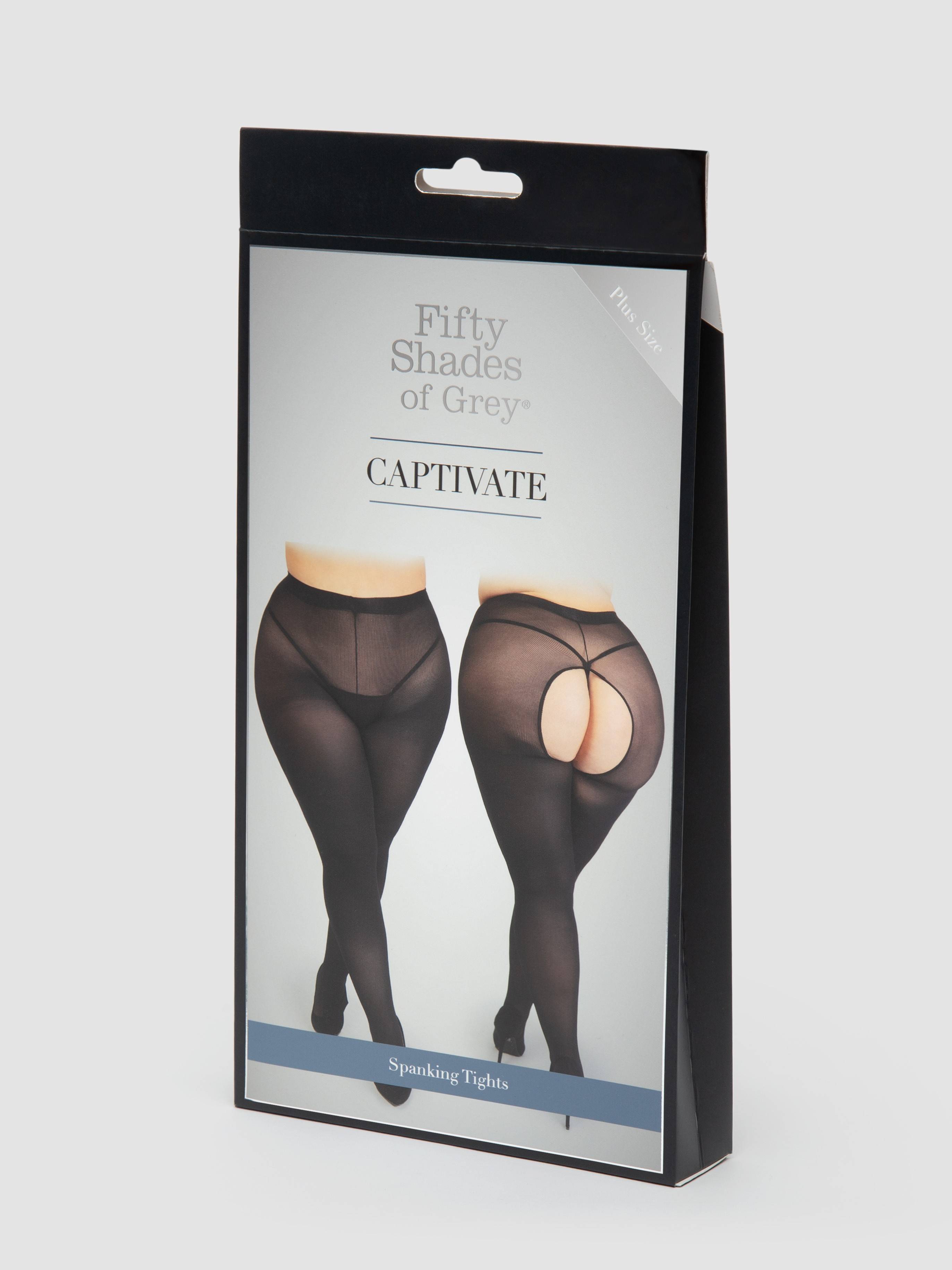 Fifty Shades of Grey Captivate Plus Size Black Spanking Tights - One Size Queen - Black