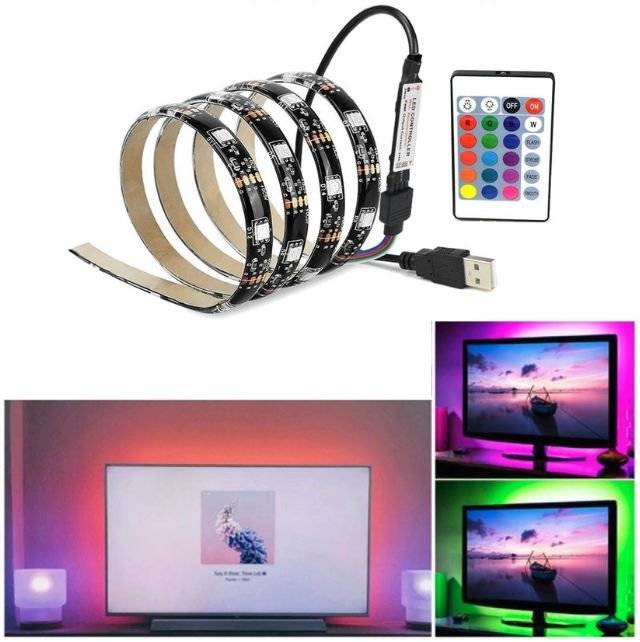 RGB LED-Lys 5 meter til TV & PC med fjernbetjening