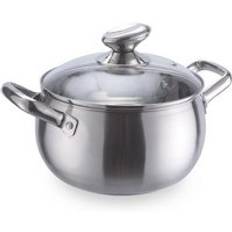 Rostfritt stål gryta soppa gryta matlagning köksredskap spis dubbla handtag non-stick kastrull kastrull mjölk nudlar baby gröt pot - 20cm