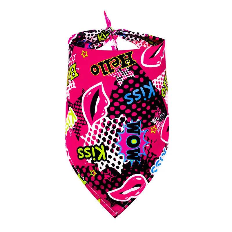 Printed Bandana Scarf for Dogs - Pink Kiss / M-63x42x42cm / SPC (M-63x42x42cm)