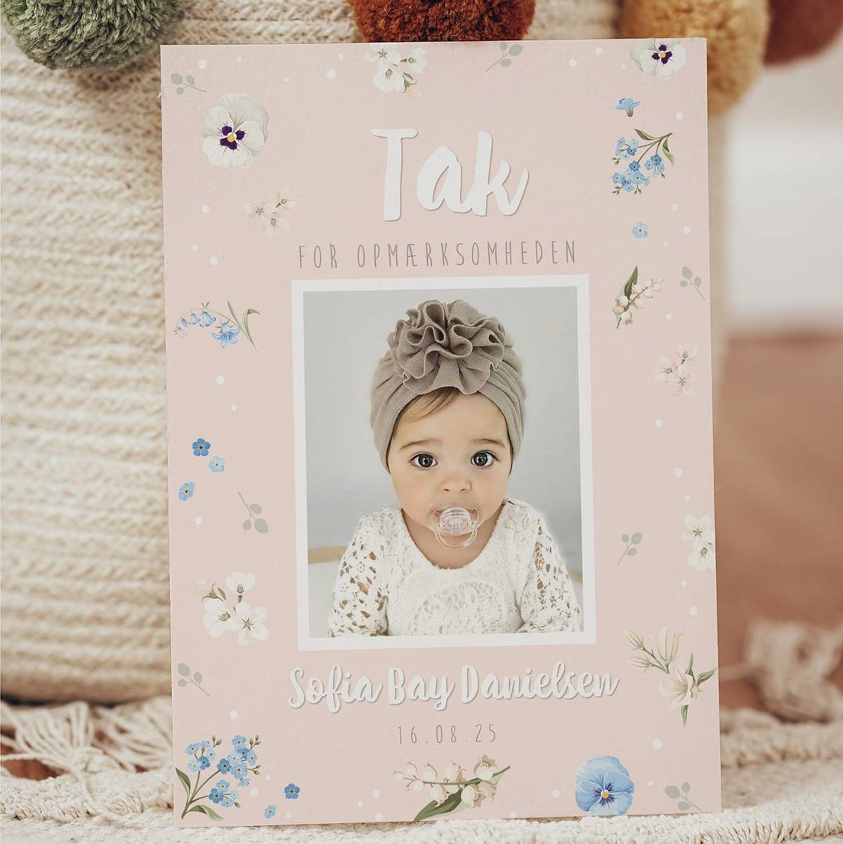 Takkekort Barnedåb | Wildflower | Blush