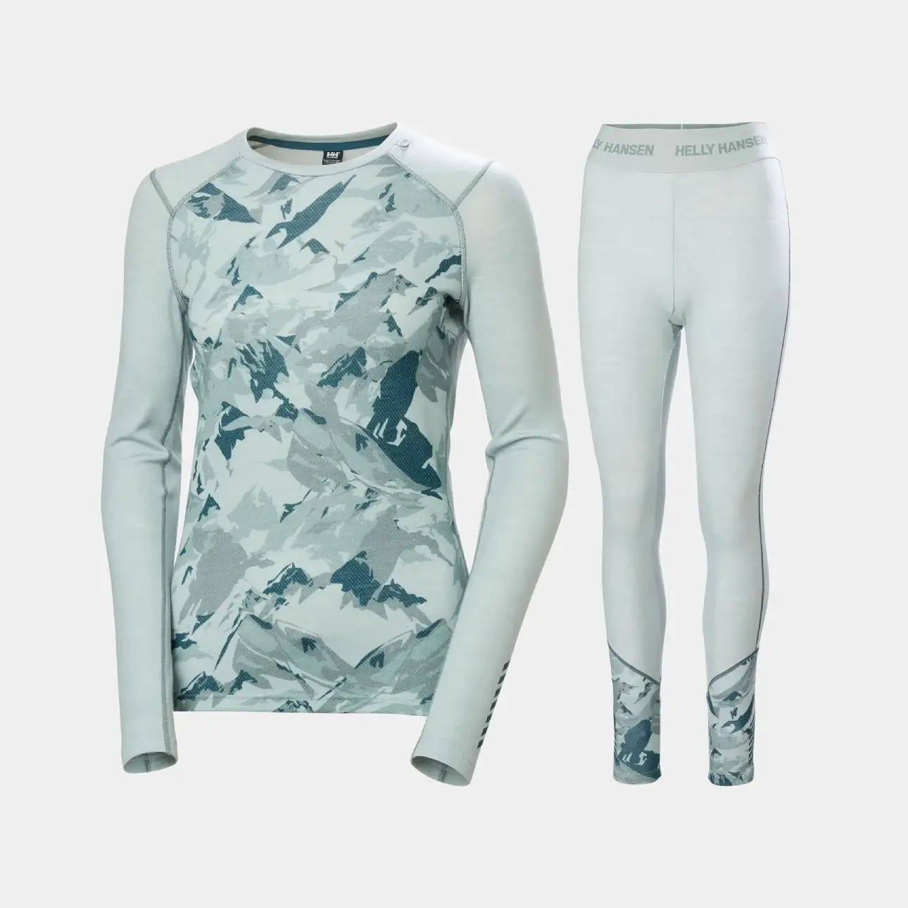 Helly Hansen Women’s LIFA® Merino Midweight Graphic Skiundertøj Sæt Dame - Green Mist - XS / XL