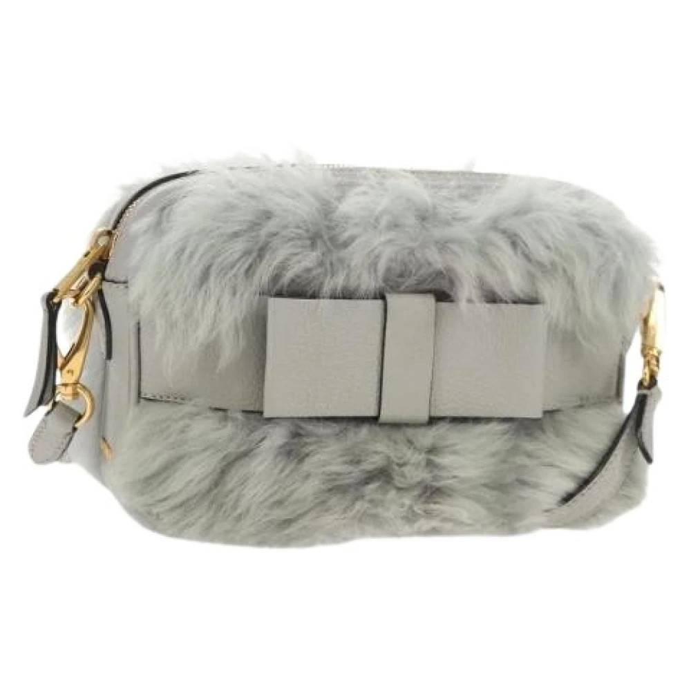 Miu Miu Pre-owned Pre-owned Pels skuldertasker - Vintage - Dame - Grå - ONE SIZE - Uld