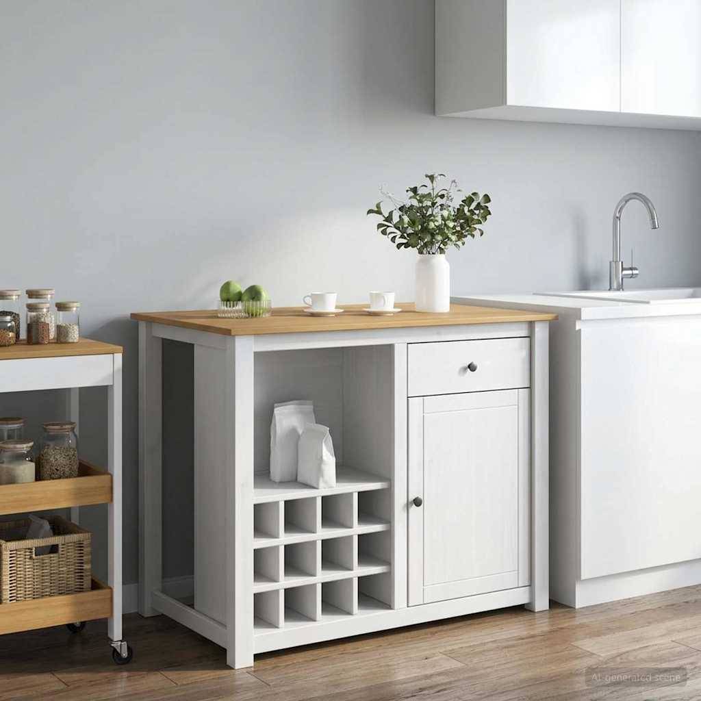 vidaXL Köksvagn PANAMA 2 pcs Vit och Honungsvax 112 x 77 x 90 cm
