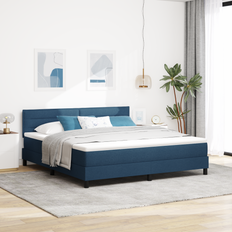 vidaXL Box Spring Seng med Madrasse & LED Blå 180x200 cm Stof