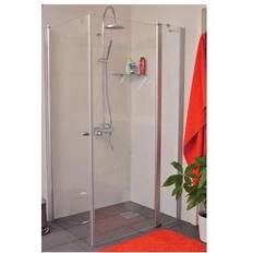 DUSCHHÖRN RAK Vikbart duschhörn med en förlängd fast vägg 120cm(E)/70 cm frostatglas