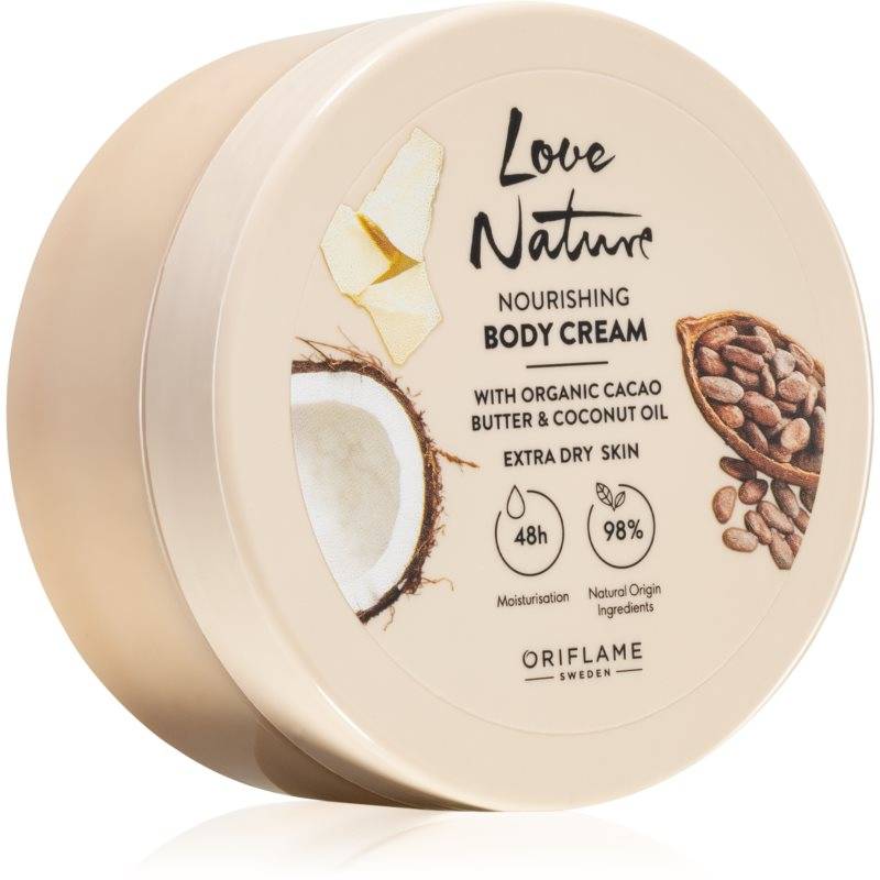 Oriflame Love Nature Cacao Butter & Coconut Oil Närande kroppskräm med återfuktande effekt 200 ml