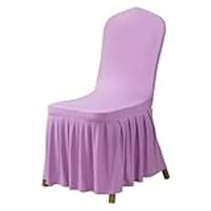 Superelastisk sillasskydd för restaurangen, sillas Bröllopsstolsöverdrag Festdekoration Spandex Med kjol Plisserad Använd Elastisk Stretch Matsal Födelsedag Hotell Bankett Gåva(Light Purple,2PCS)