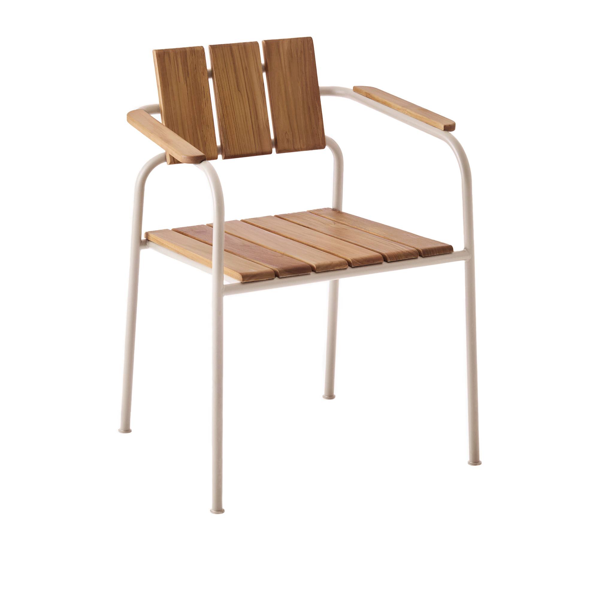 A Huseby - Kallio Outdoor Dining Chair with Armrests Ivory - Matstolar utomhus - Sami Kallio - Vit - Metall/Trä